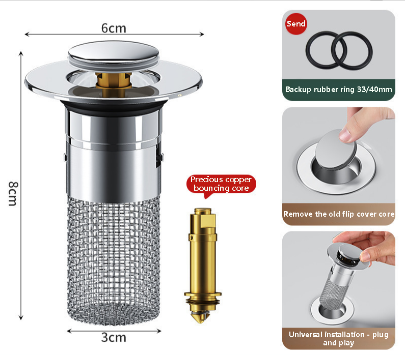 🧩 Universal Pop-Up Basin Drain Strainer
