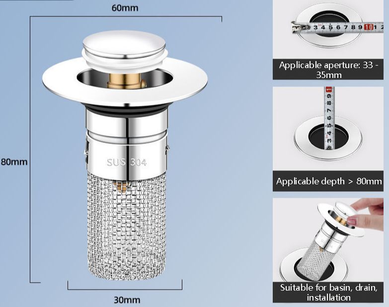🧩 Universal Pop-Up Basin Drain Strainer