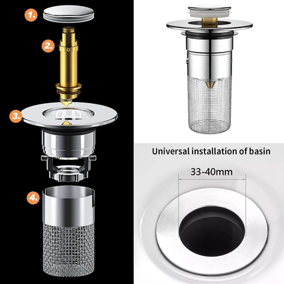 🧩 Universal Pop-Up Basin Drain Strainer