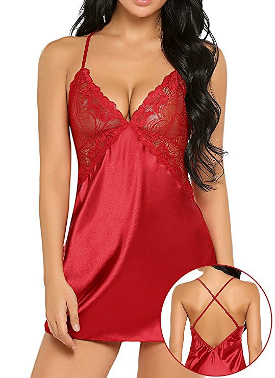 💞Romantic Lace Lingerie Set – Satin Nightwear for Women