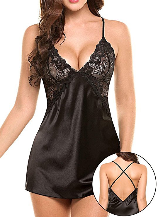 💞Romantic Lace Lingerie Set – Satin Nightwear for Women